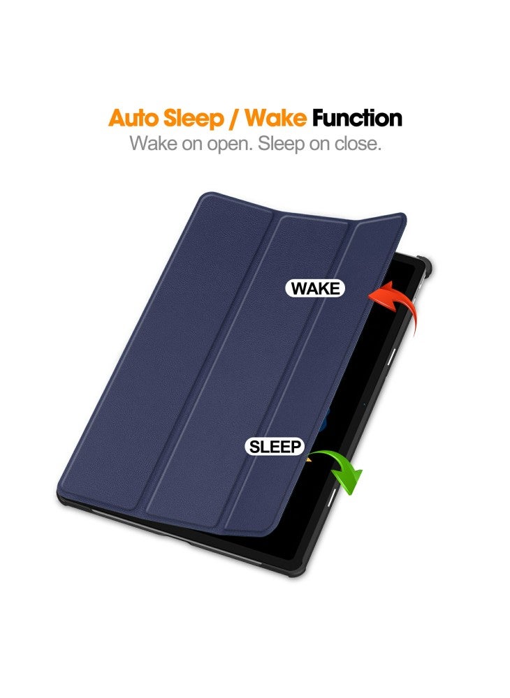 For Lenovo Idea Tab Plus Case Anti-Drop Leather Stand Tablet Cover - Blue - Image 4